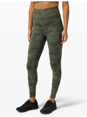 lululemon athletica Kids Camo High-Rise Leggings - Olive & Dark Green